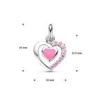 Anhänger Emaille Herz Zirkonia 15 mm Silber rhodiniert