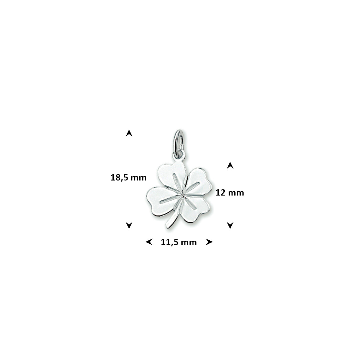 hanger klavertje 12 mm zilver gerhodineerd