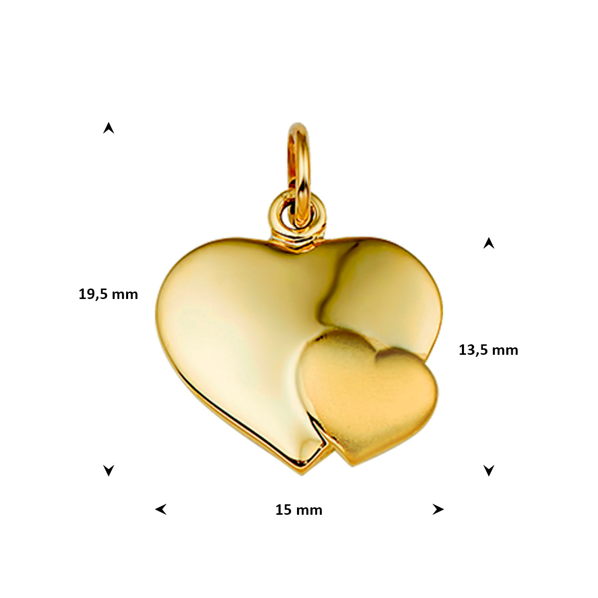 hanger hart poli/mat 14K geelgoud