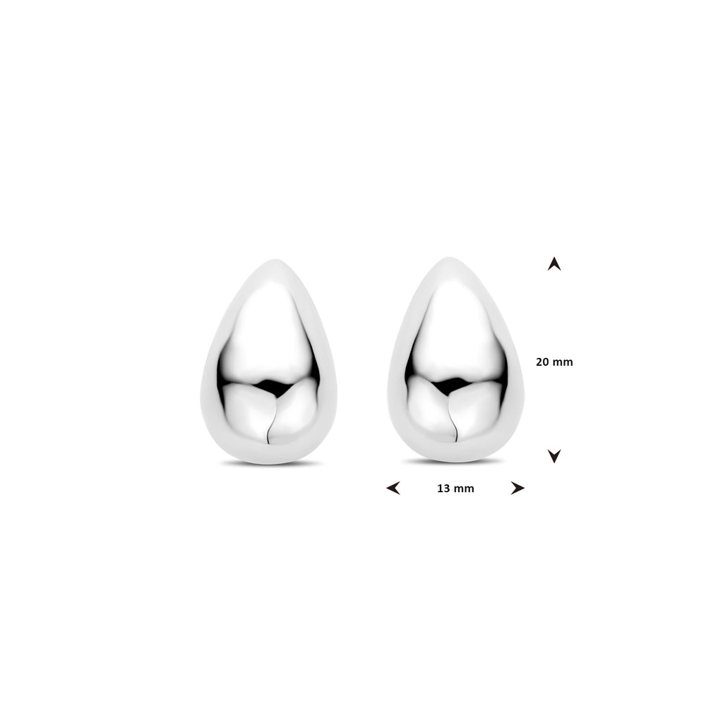 Ohrstecker Tropfen gehämmert 20 mm Silber rhodiniert