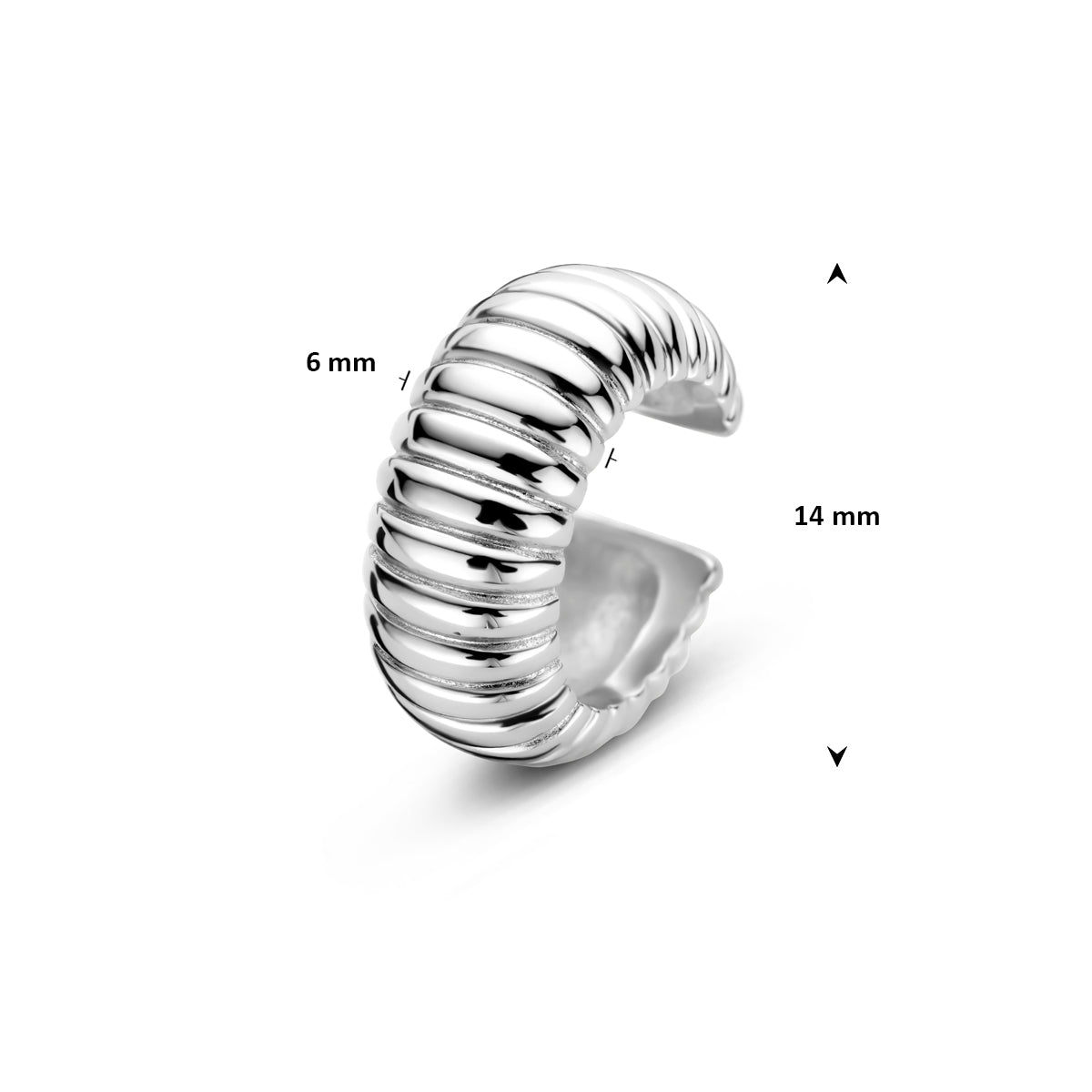 ear cuff 14 mm zilver gerhodineerd