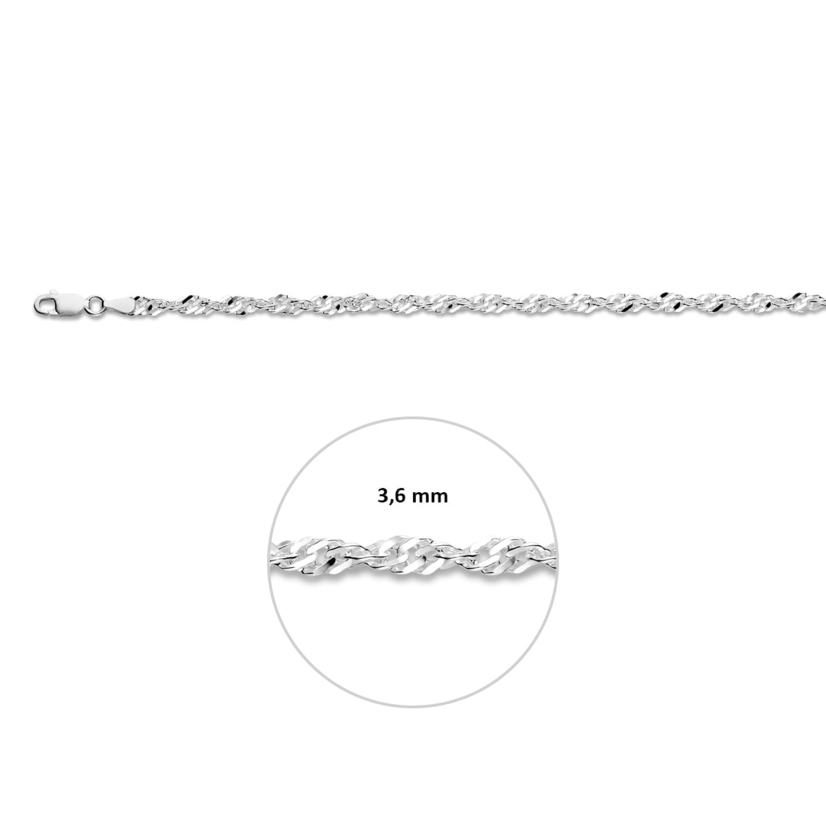 singapore 3,6 mm zilver gerhodineerd