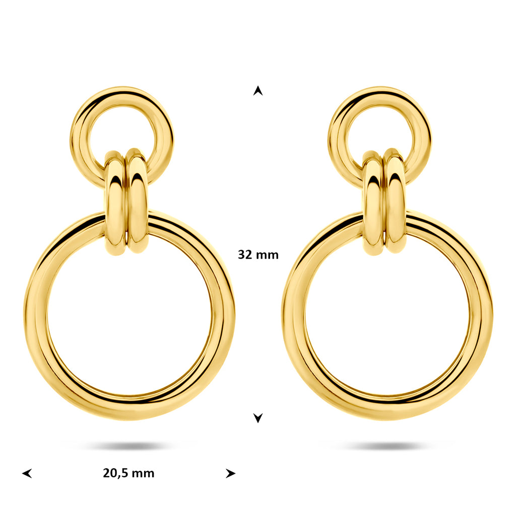 oorhangers 32 mm 1 micron zilver verguld (geel) - rond
