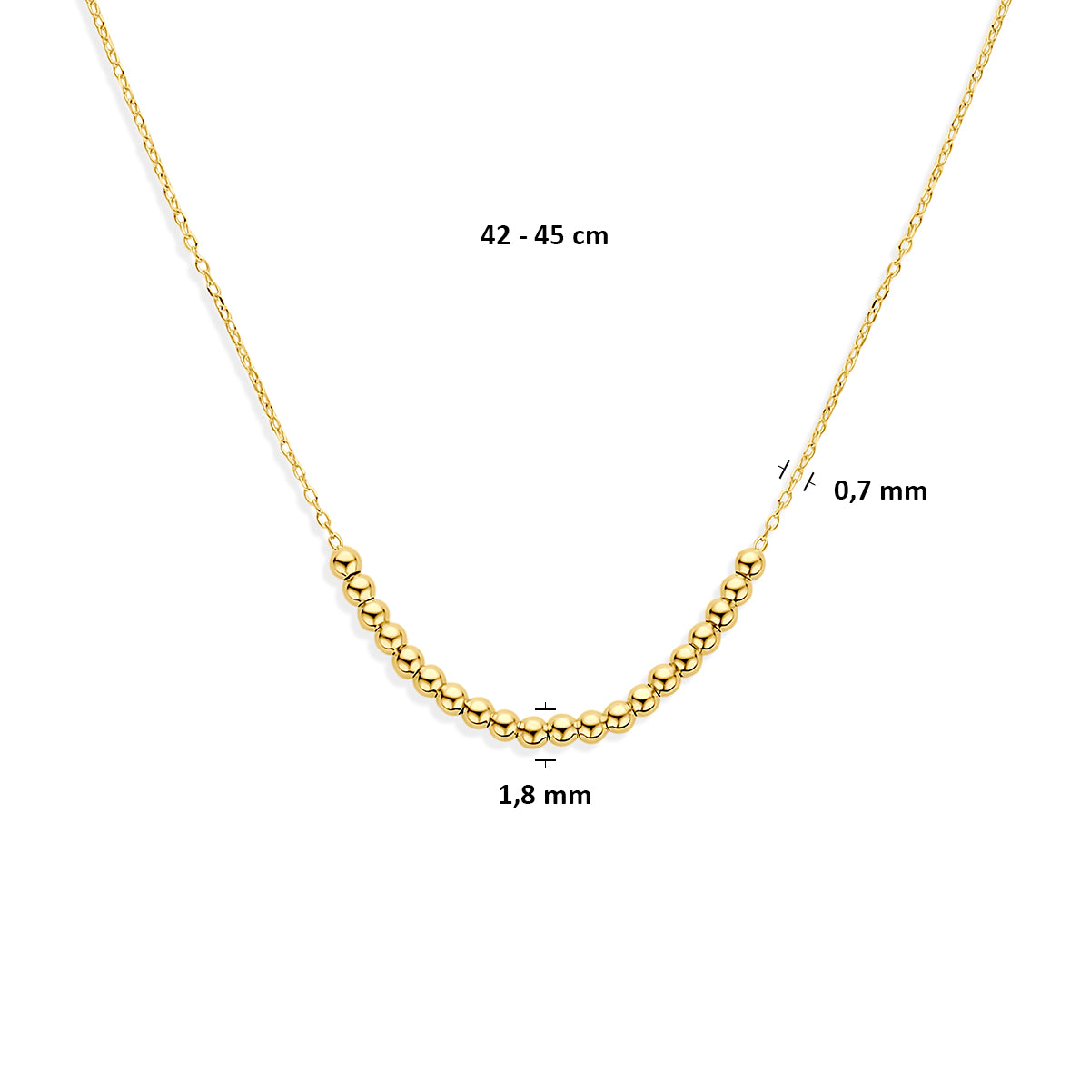 collier bolletjes 42 - 45 cm 14K geelgoud - bol