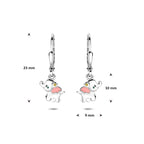 Ohrringe Emaille Elefant Zirkonia Brisurhaken 23 mm Silber rhodiniert