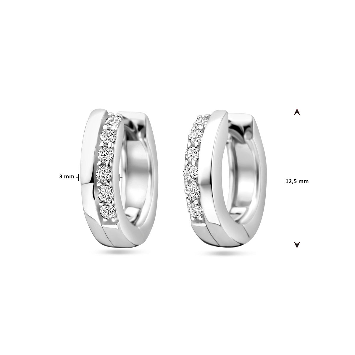 Klappcreolen Zirkonia 12,5 mm Silber rhodiniert