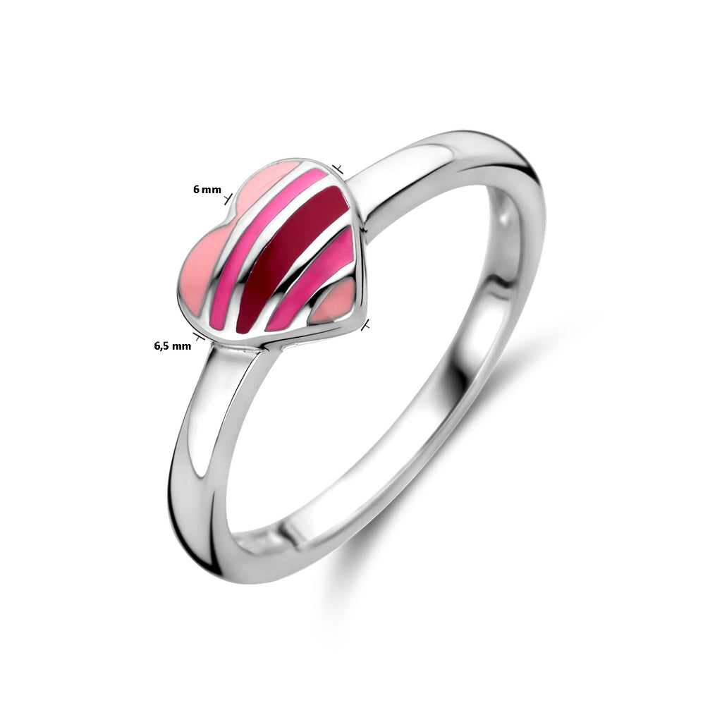 ring emaille hart zilver gerhodineerd