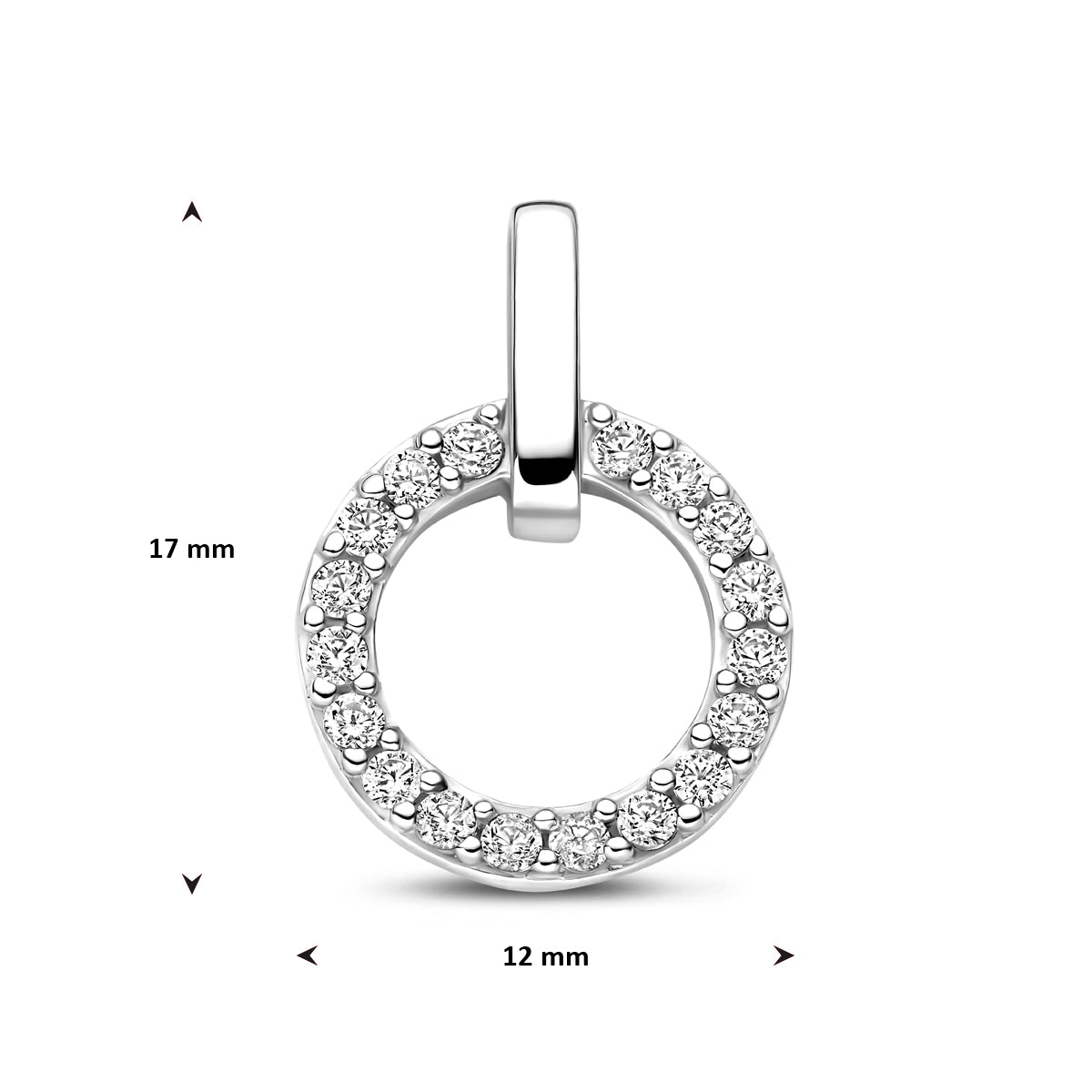 hanger zirkonia 17 mm zilver gerhodineerd