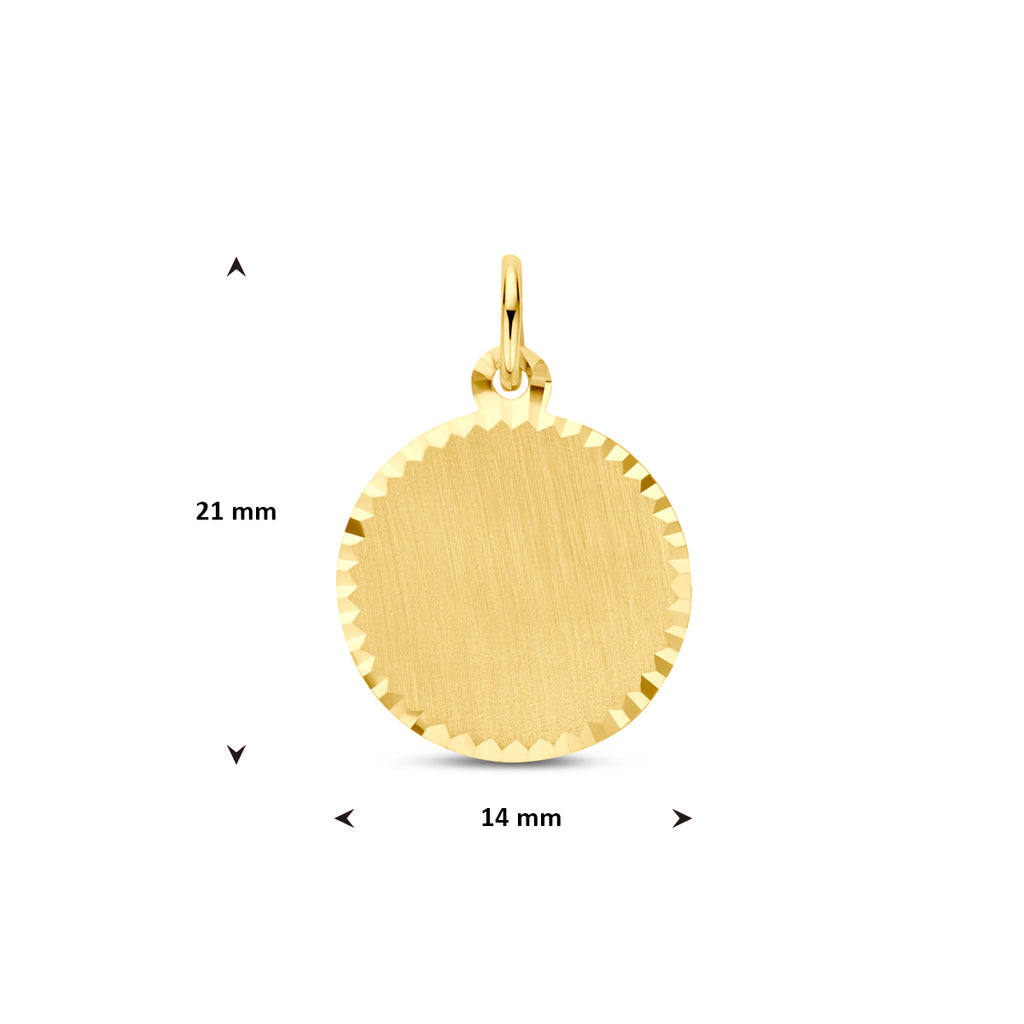 graveerhanger gediamanteerd 21 mm 14K geelgoud
