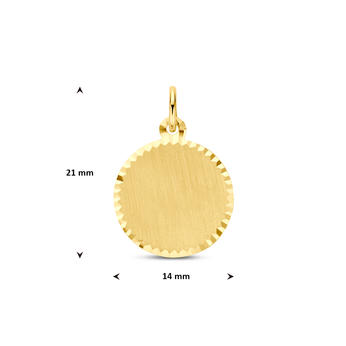 graveerhanger gediamanteerd 21 mm 14K geelgoud