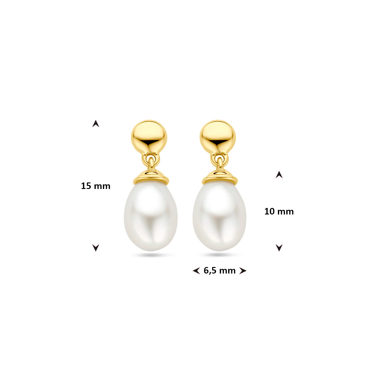 Ohrhänger Perle 15 mm 14K Gelbgold