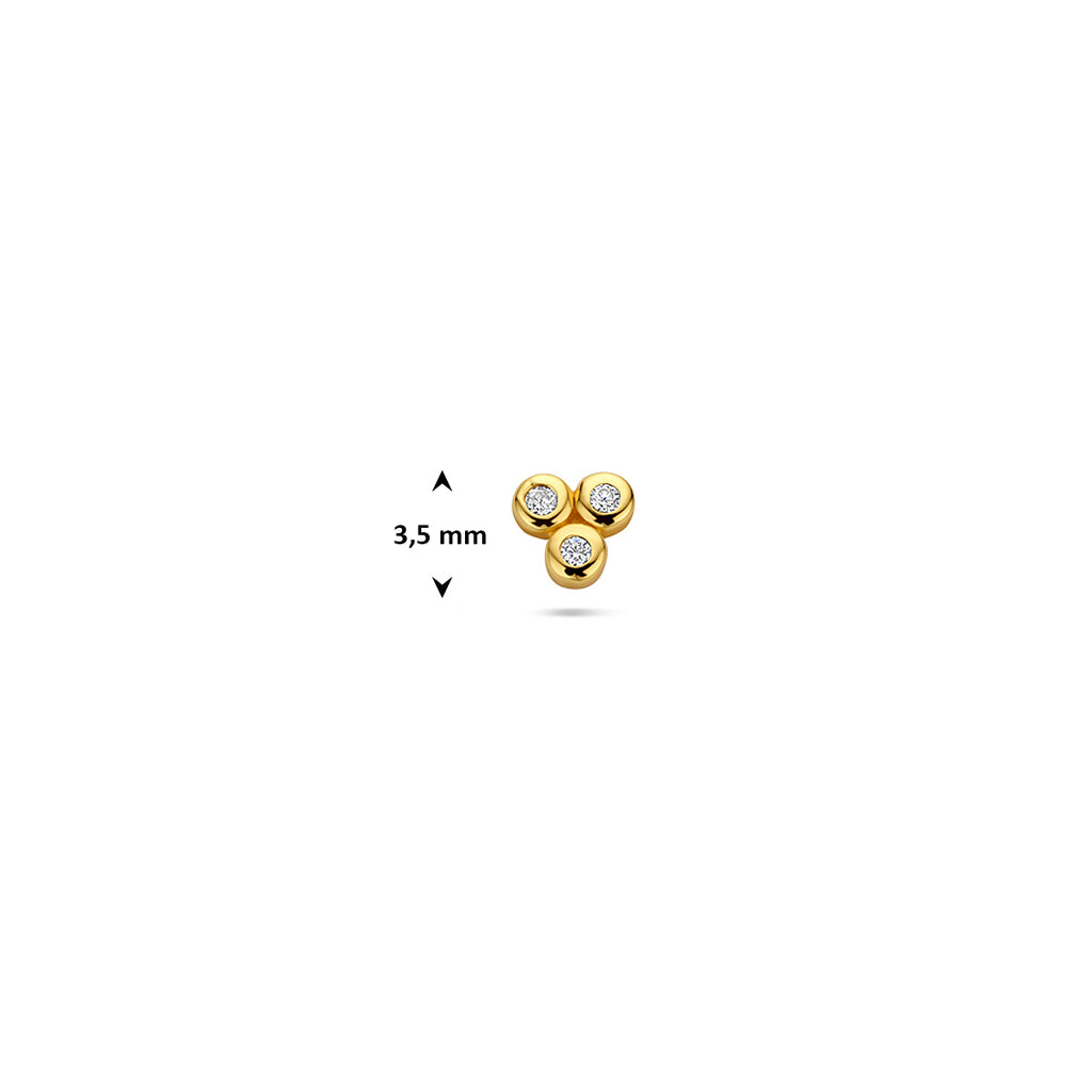 flat back piercing zirkonia 3,5 mm 1 micron zilver verguld (geel)