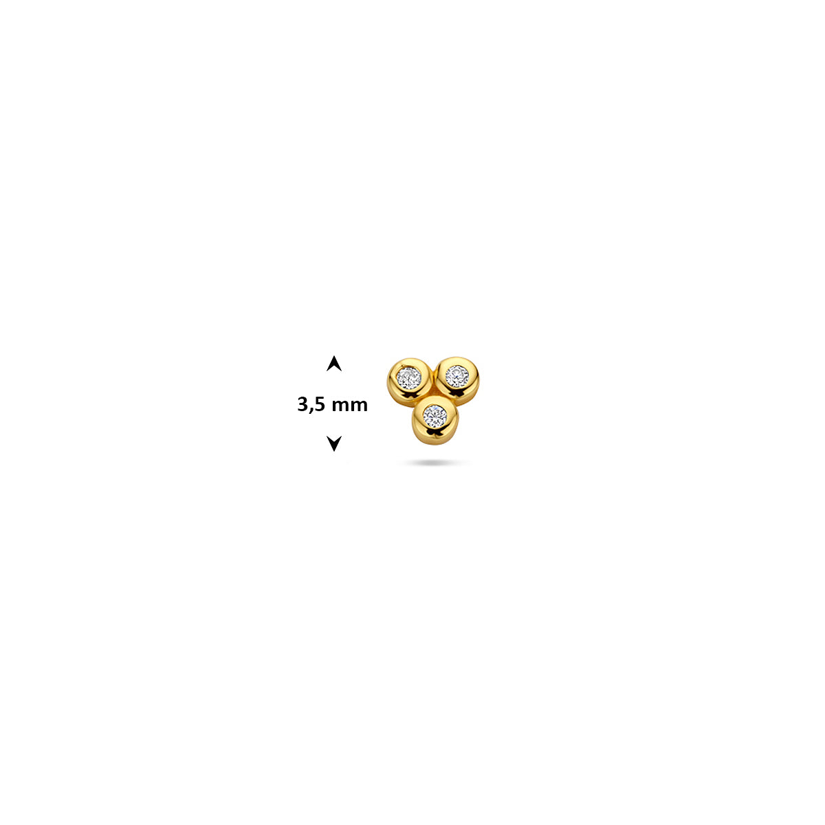 flat back piercing zirkonia 3,5 mm 1 micron zilver verguld (geel)