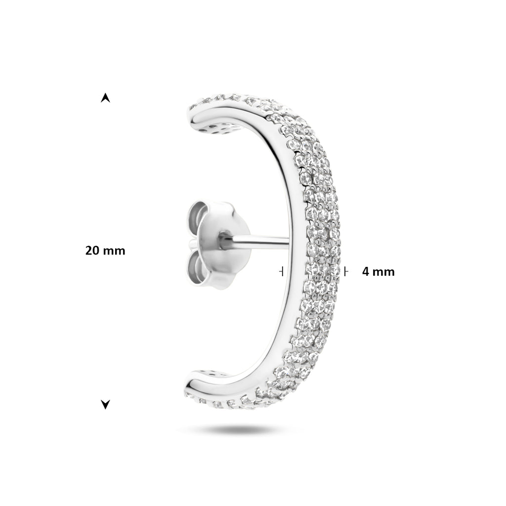 suspender oorbel zirkonia 20 mm zilver gerhodineerd