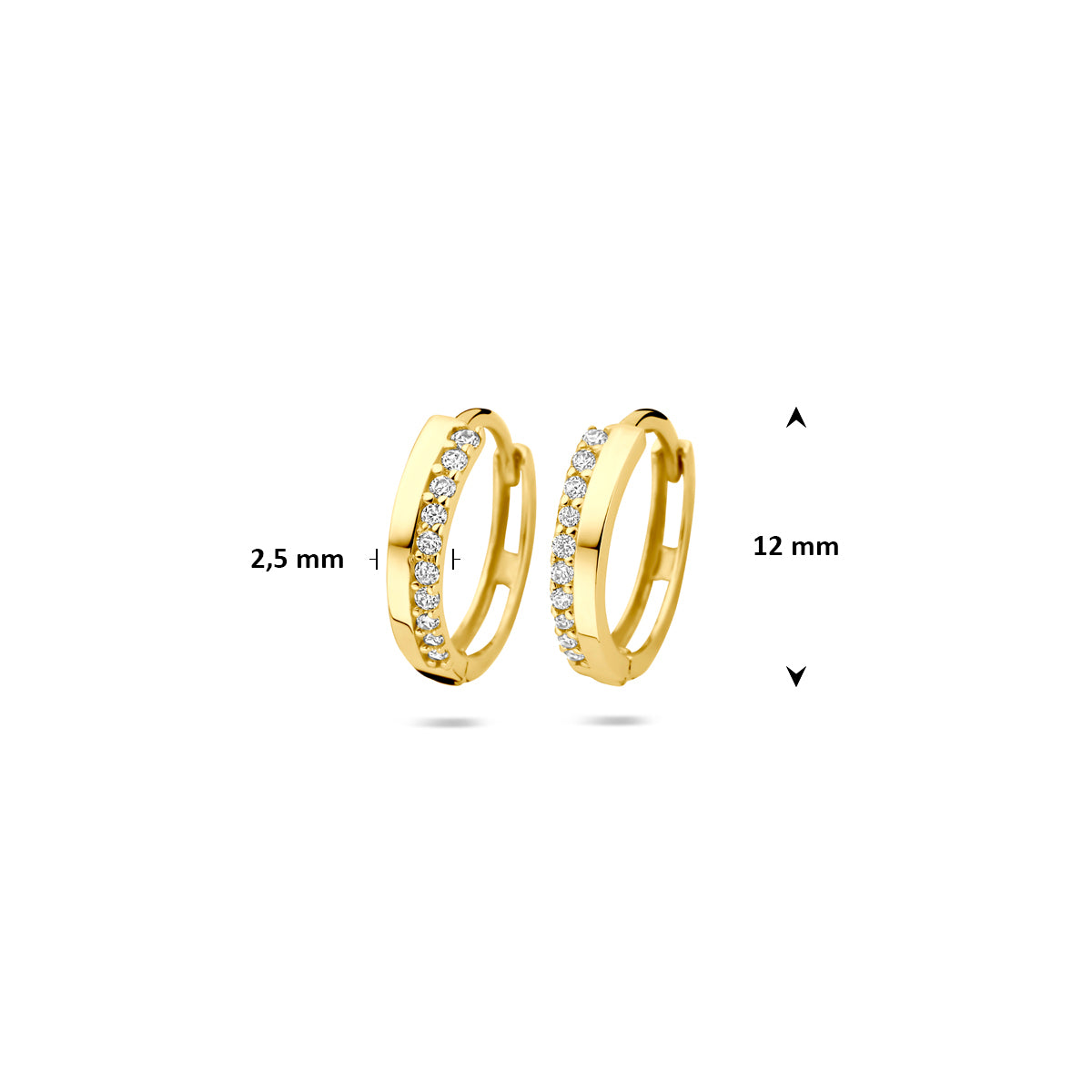 9k Klappcreolen Zirkonia 12 mm 9K Gelb