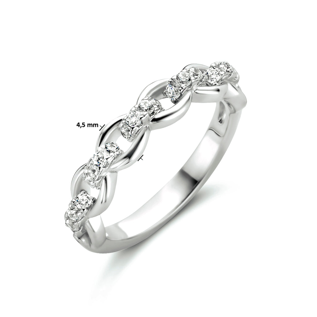Ringglieder-Zirkonia-Silber rhodiniert