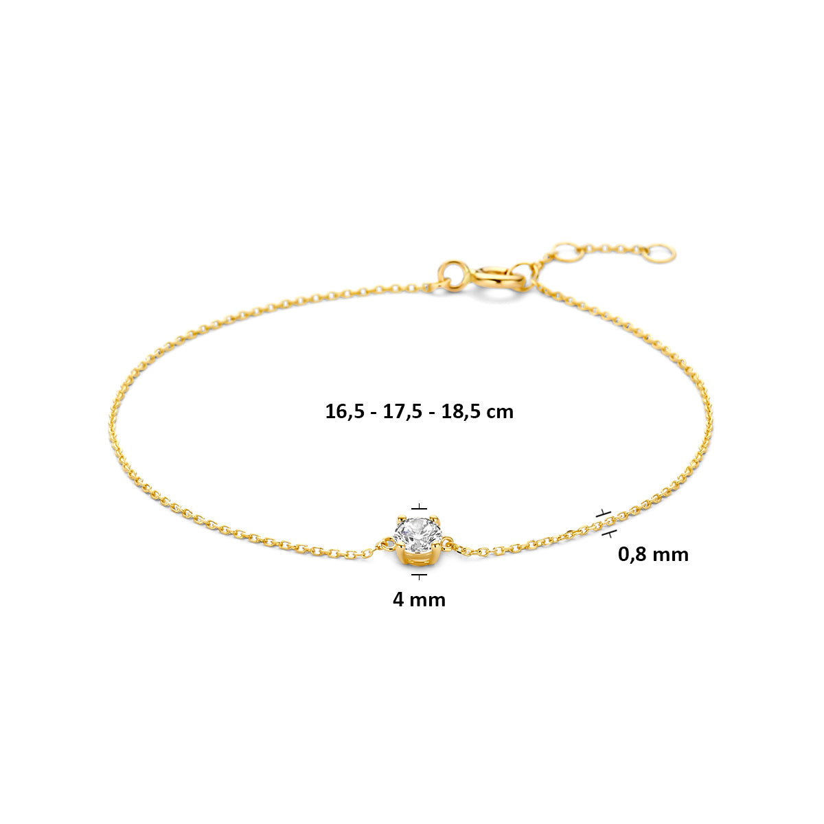 9K Armband Zirkonia 16,5 - 17,5 - 18,5 cm 9K Gelb