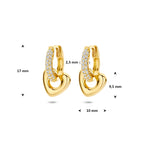 oorringen hartje zirkoina 17 mm 1 micron zilver verguld (geel)