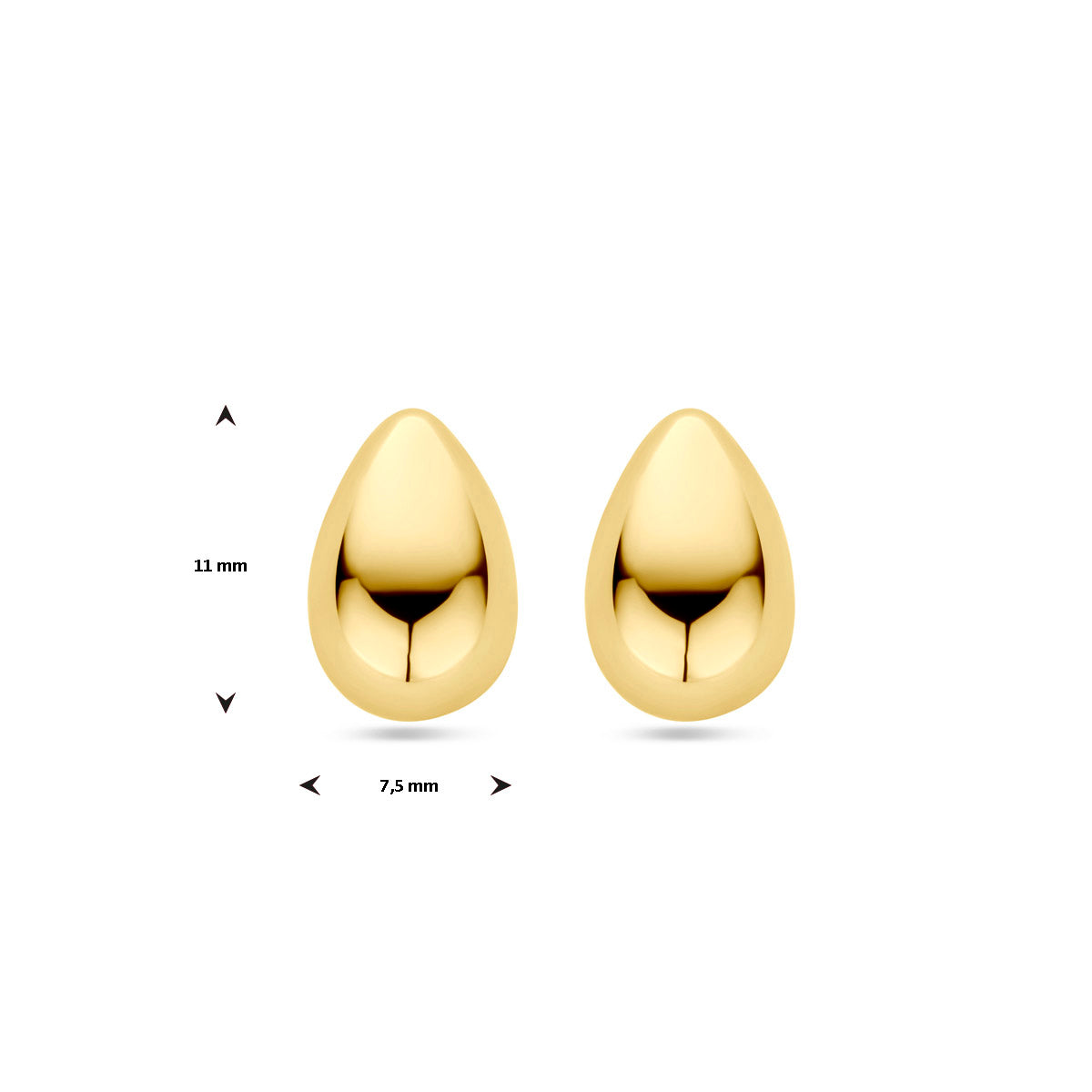 Ohrstecker Tropfen 11 mm 14K Gelbgold