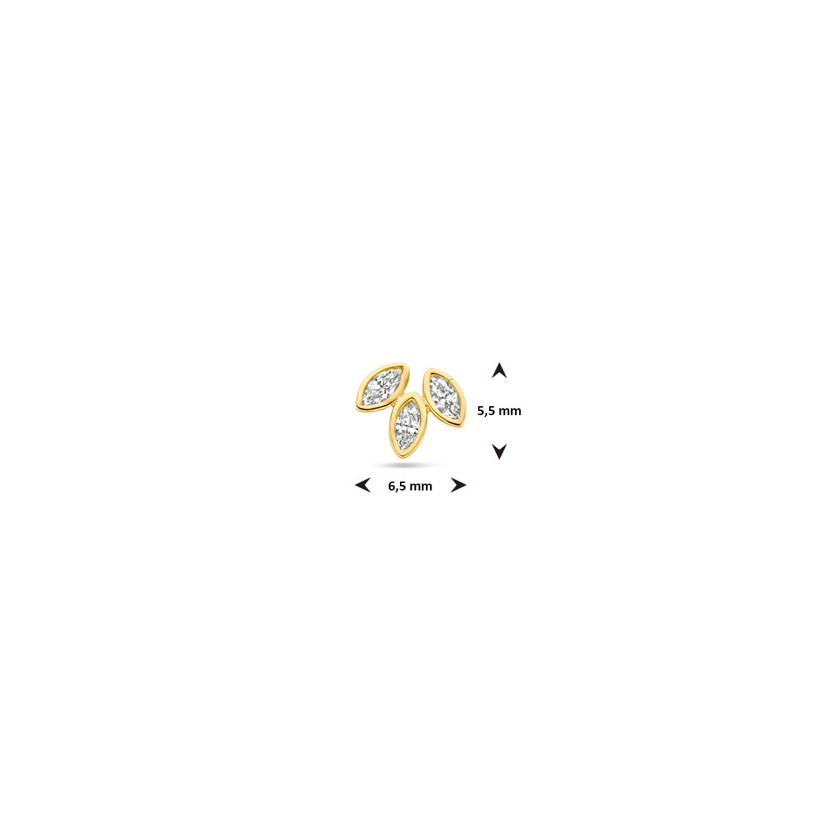 Flat Back Piercing Zirkonia 5,5 mm 14K Gelbgold