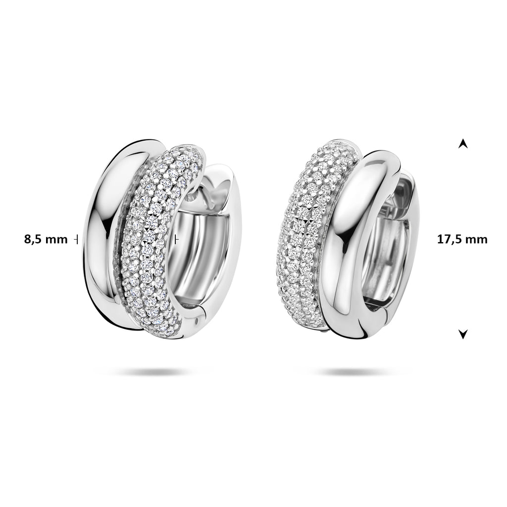 klapoorringen zirkonia 17,5 mm zilver gerhodineerd