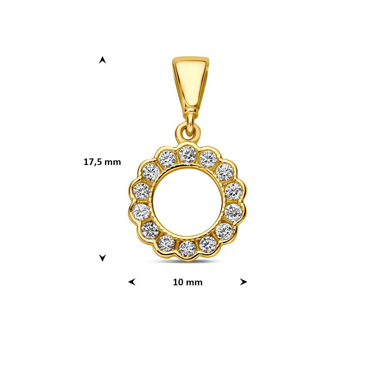 9k hanger zirkonia 10 mm 9K geel