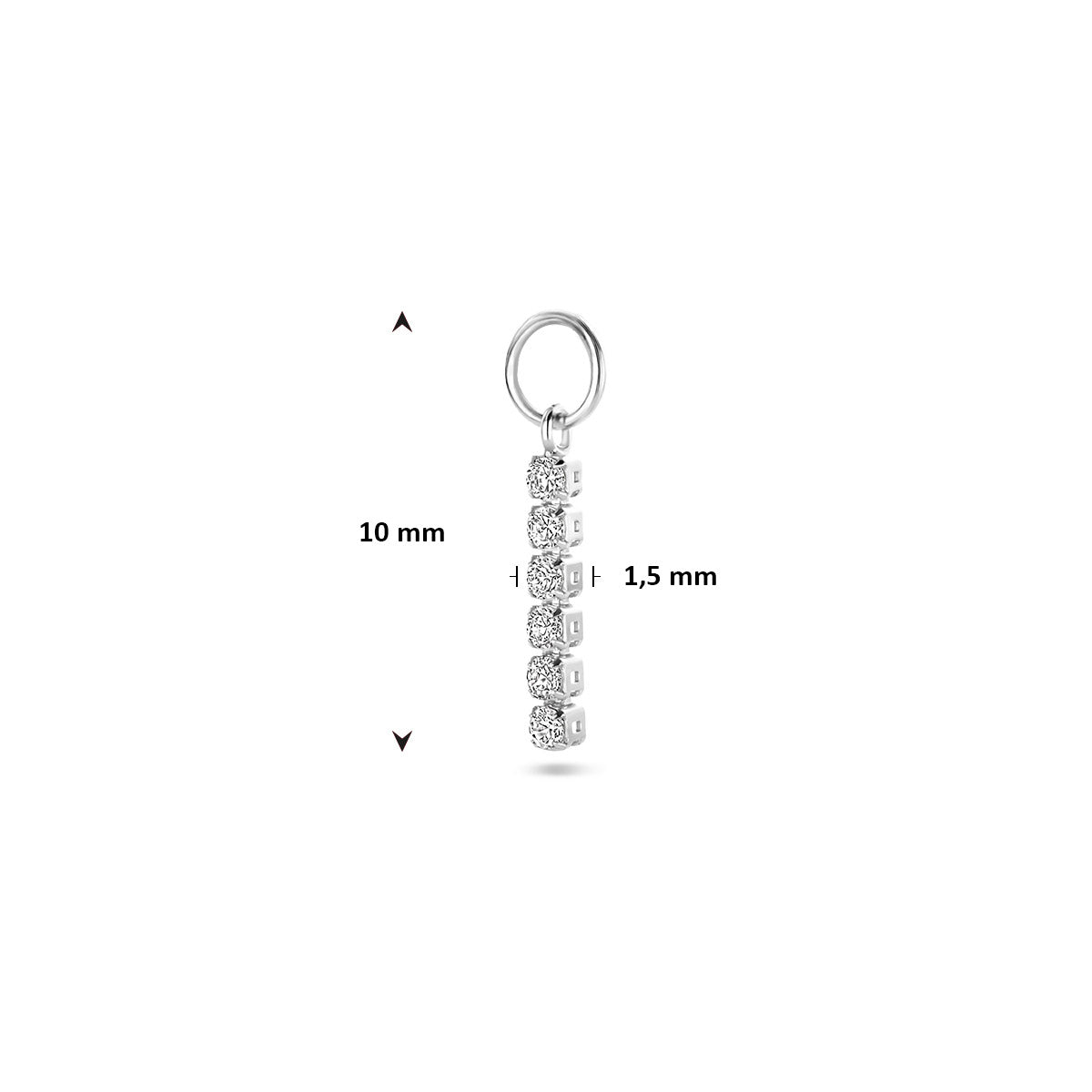 Ohrringanhänger Zirkonia einzeln 15 mm rhodiniertes Silber