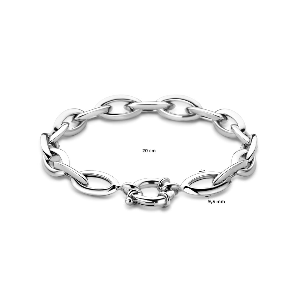 Armband Anker 9,5 mm 20 cm mit großem Federringverschluss rhodiniert Silber