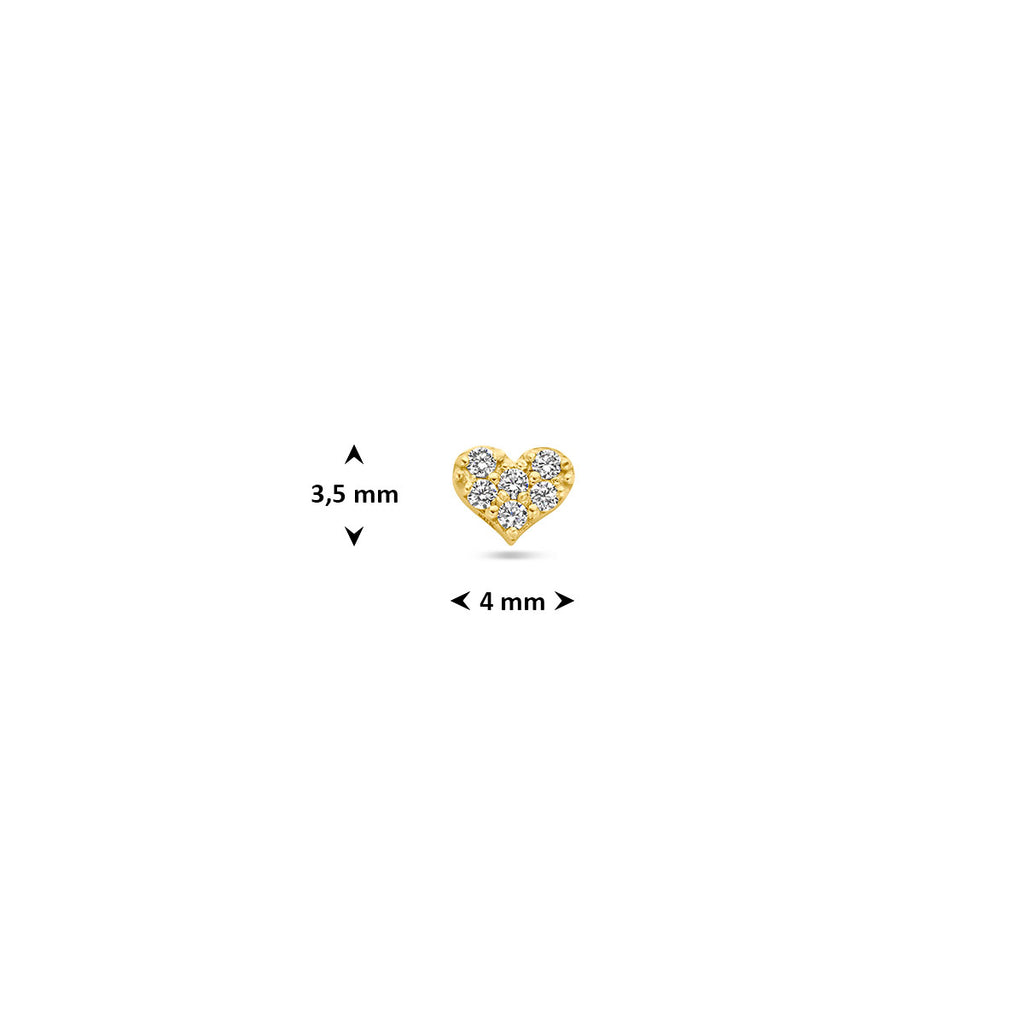 flat back piercing hartje zirkonia 3,5 mm 14K geelgoud