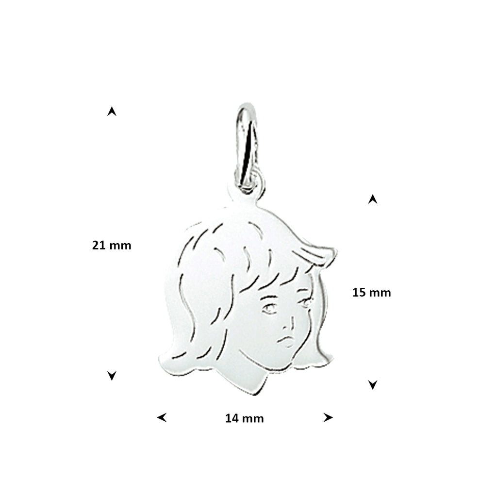 Anhänger Mädchen 15 mm Silber weiß