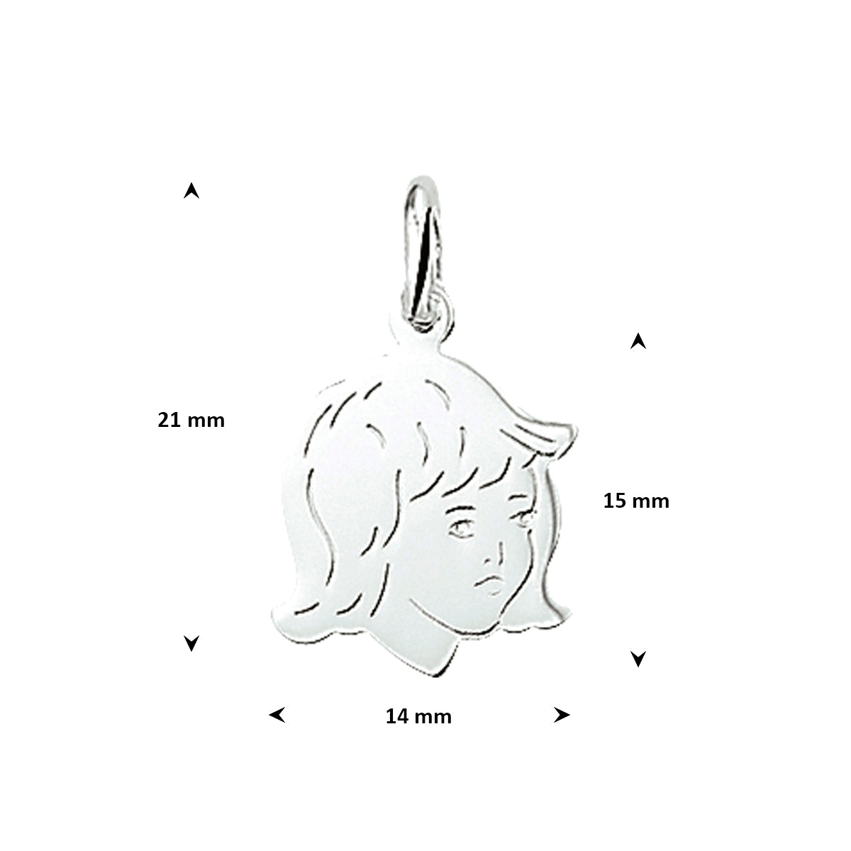 Anhänger Mädchen 15 mm Silber weiß