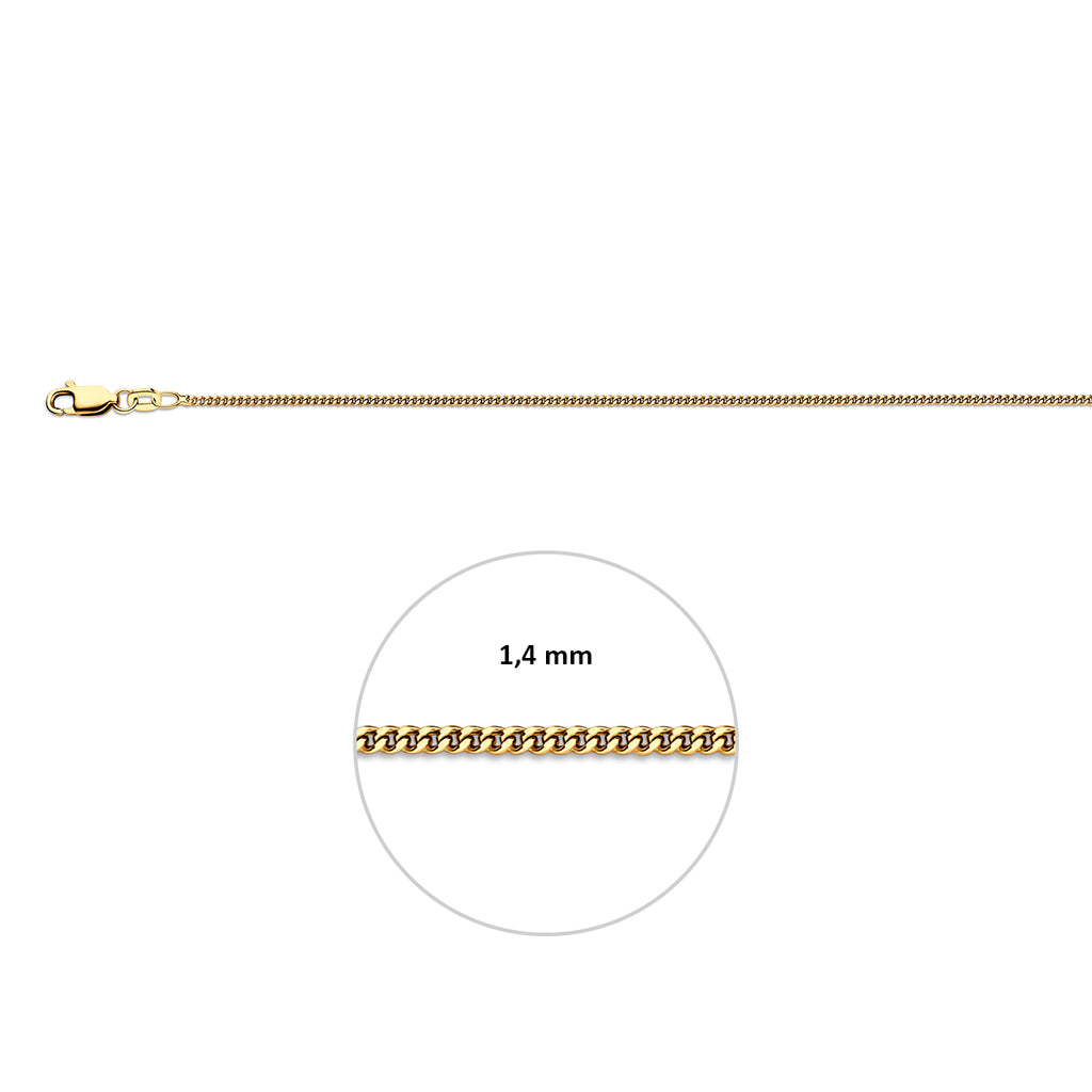 gourmette 1,4 mm 3 micron zilver verguld (geel)