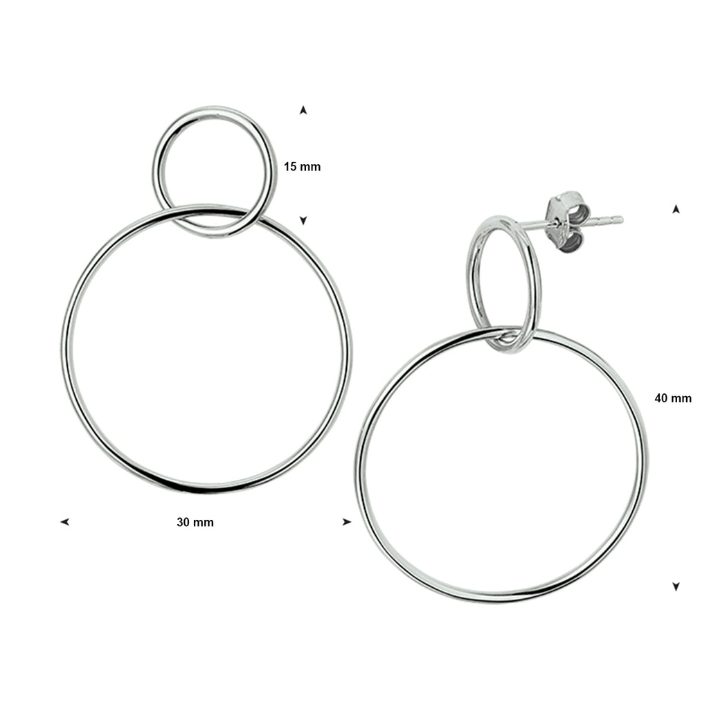 oorhangers rondjes zilver gerhodineerd