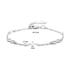 Armband Unendlichkeit und Perlen 16 + 3 cm 1 Mikron Silber rhodiniert