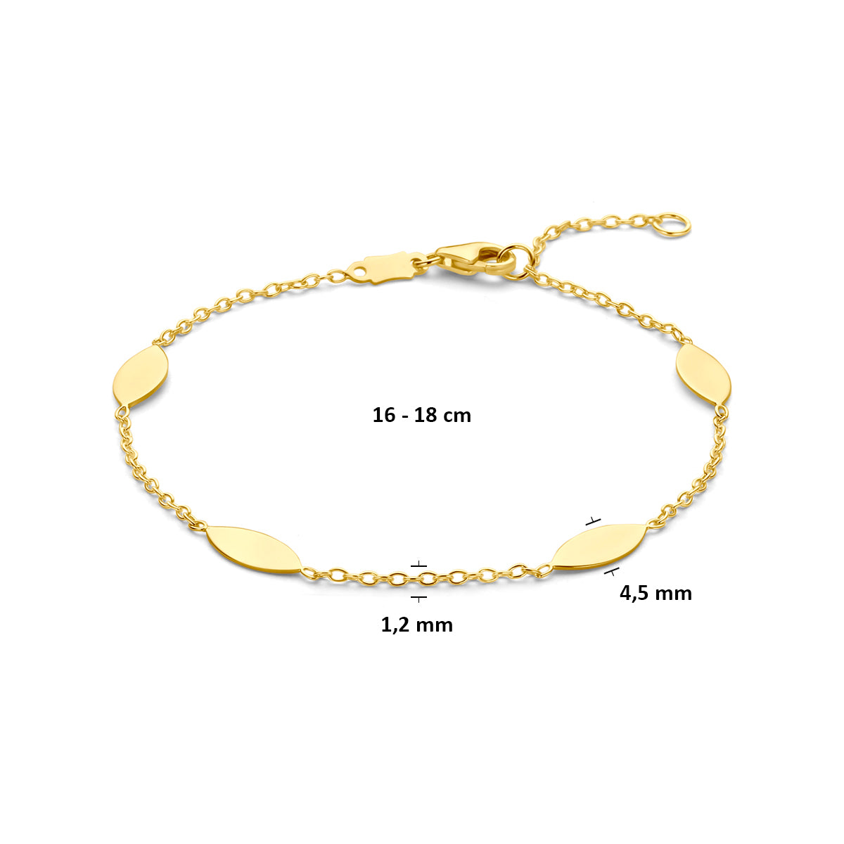 Armband 16 - 18 cm 14K Gelbgold
