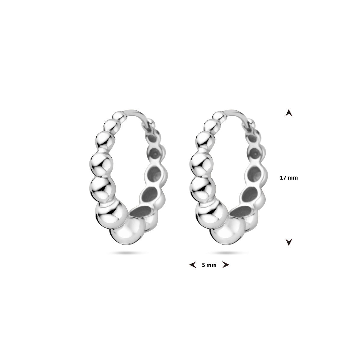 klapoorringen 17 mm zilver gerhodineerd