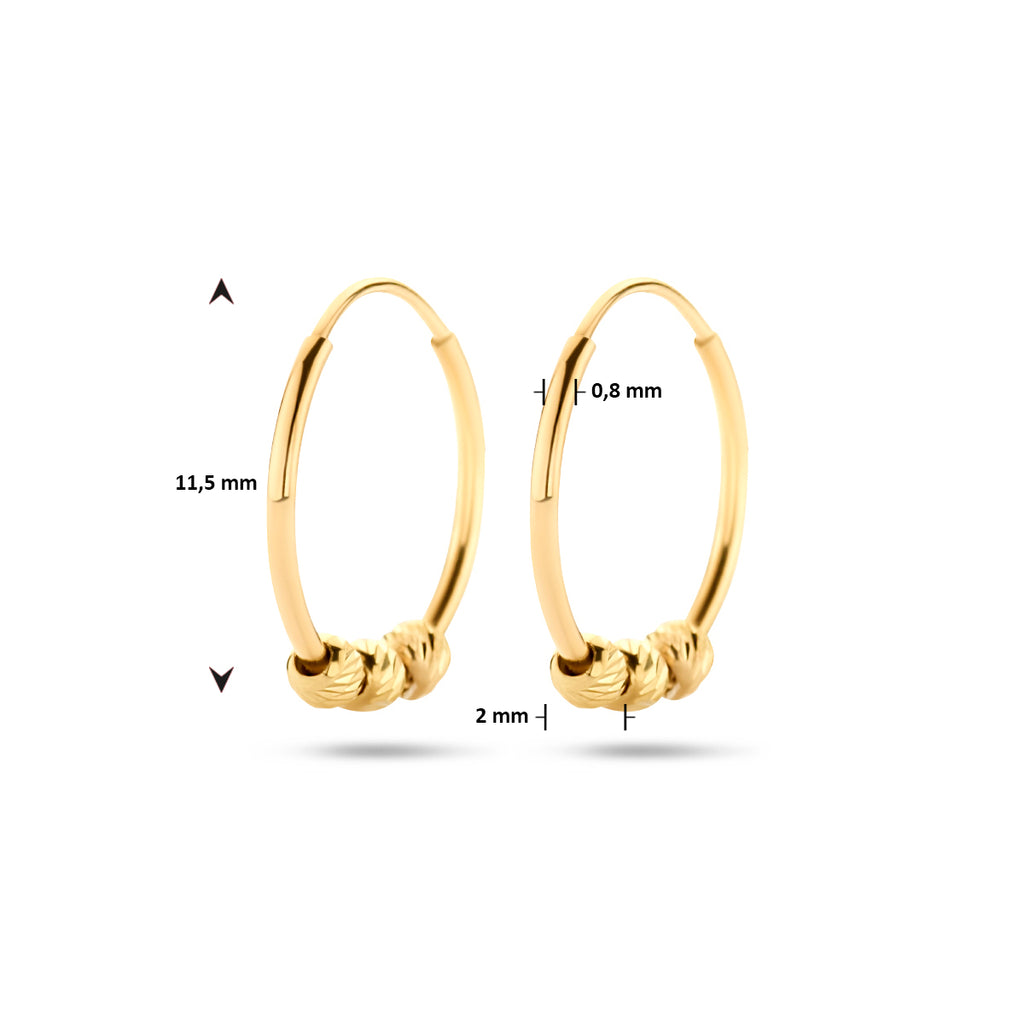 oorringen bolletjes 11,5 mm 14K geelgoud