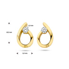 oorknoppen druppel zirkonia 14K geelgoud