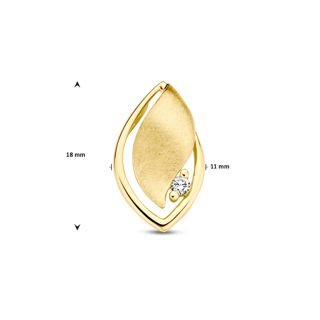 hanger poli/mat diamant 0.04ct h si 14K geelgoud