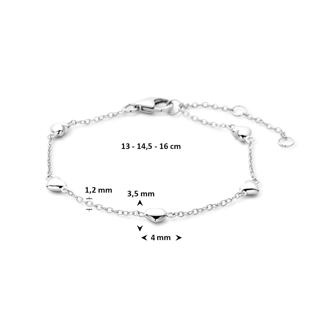 Armband Herzchen 13 - 14,5 - 16 cm silber rhodiniert