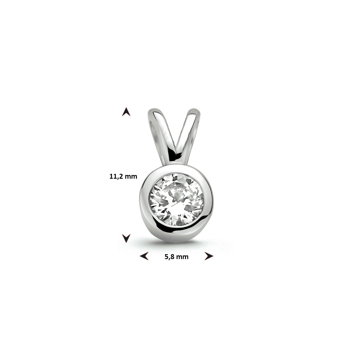 hanger zirkonia 11 mm zilver gerhodineerd