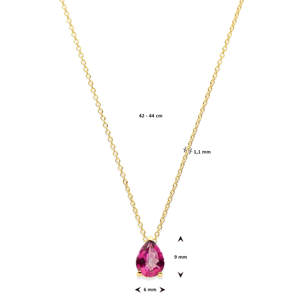 collier roze topaas 42 – 44 cm 14K geelgoud