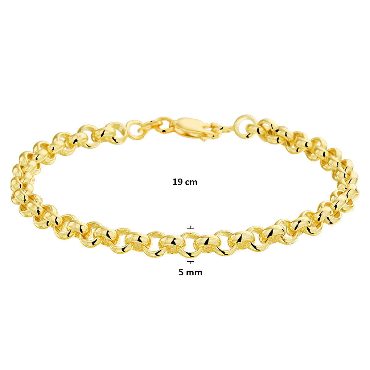 armband jasseron massief 5,0 mm silgold (geel met zilverkern)