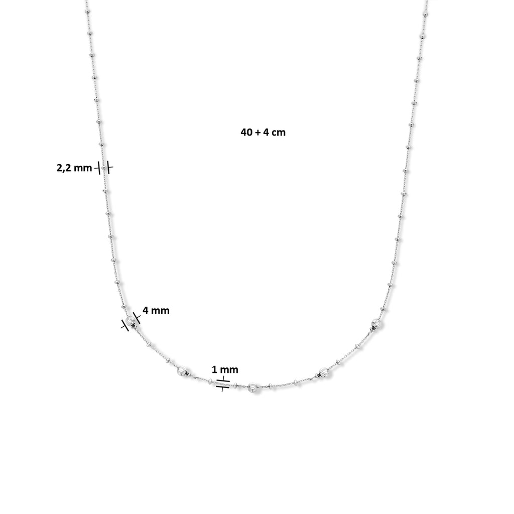 Halskette diamantiert Kugeln 4,0 mm 40 + 4 cm Silber rhodiniert