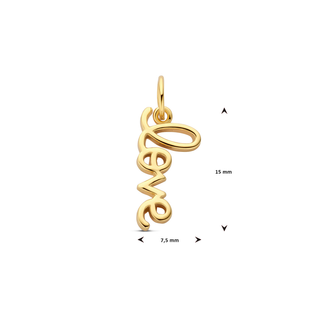 hanger love 20 mm 3 micron zilver verguld (geel)