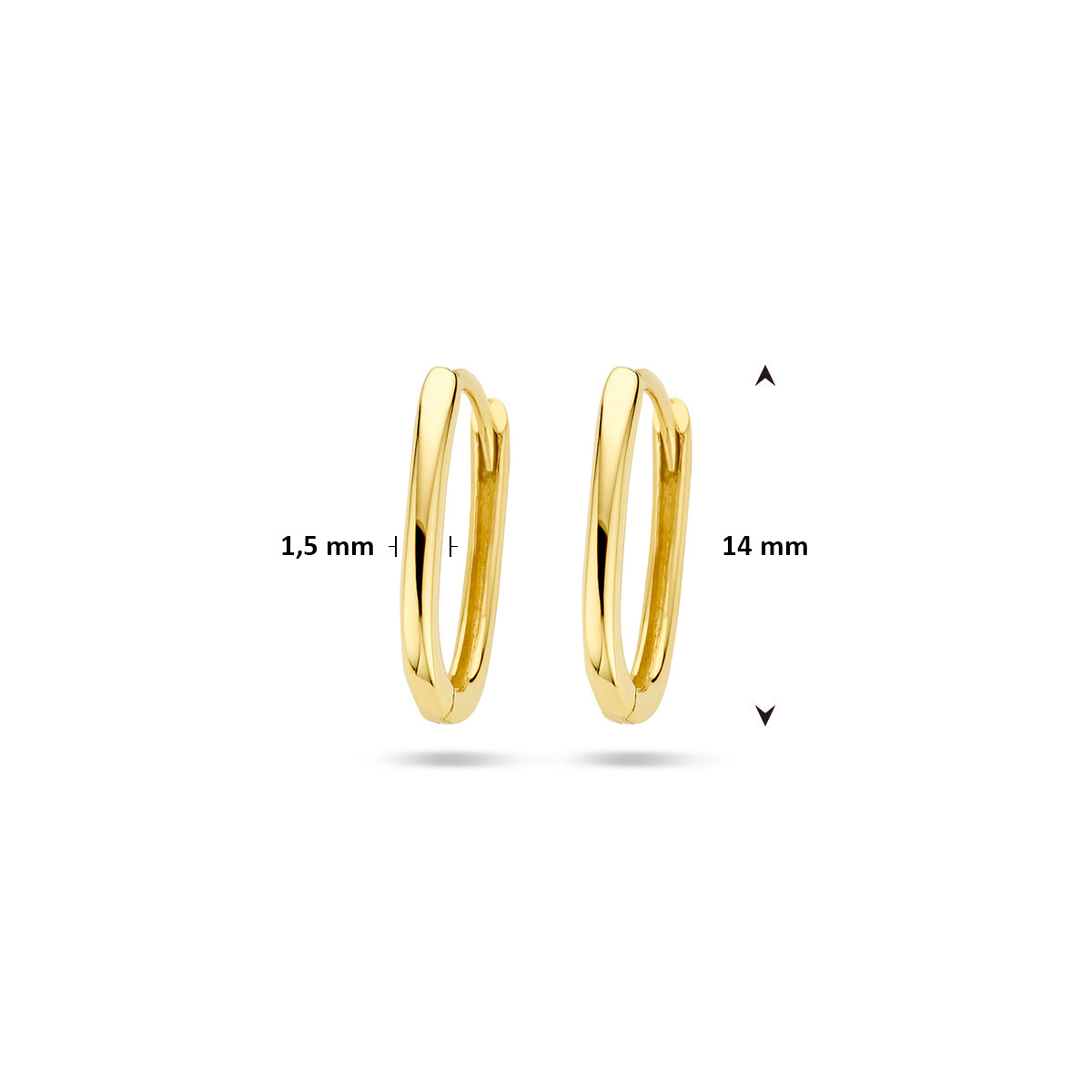 klapoorringen paperclip 14 mm 14K geelgoud