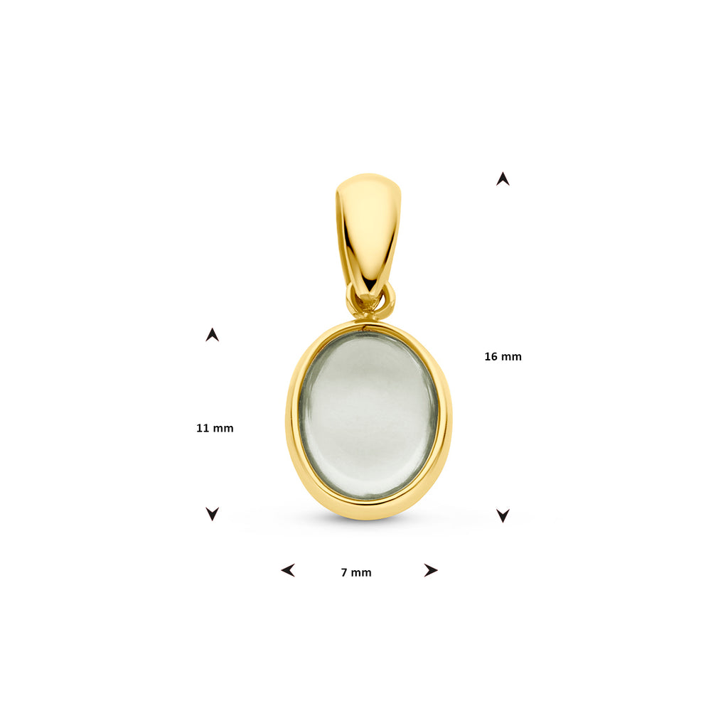hanger groen amethist 14K geelgoud