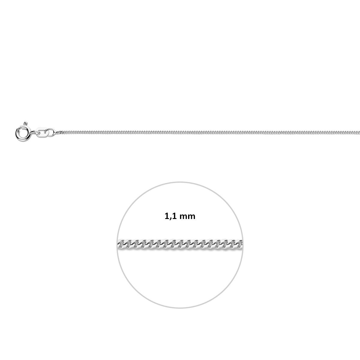 Gourmetkette 1,1 mm Silber rhodiniert