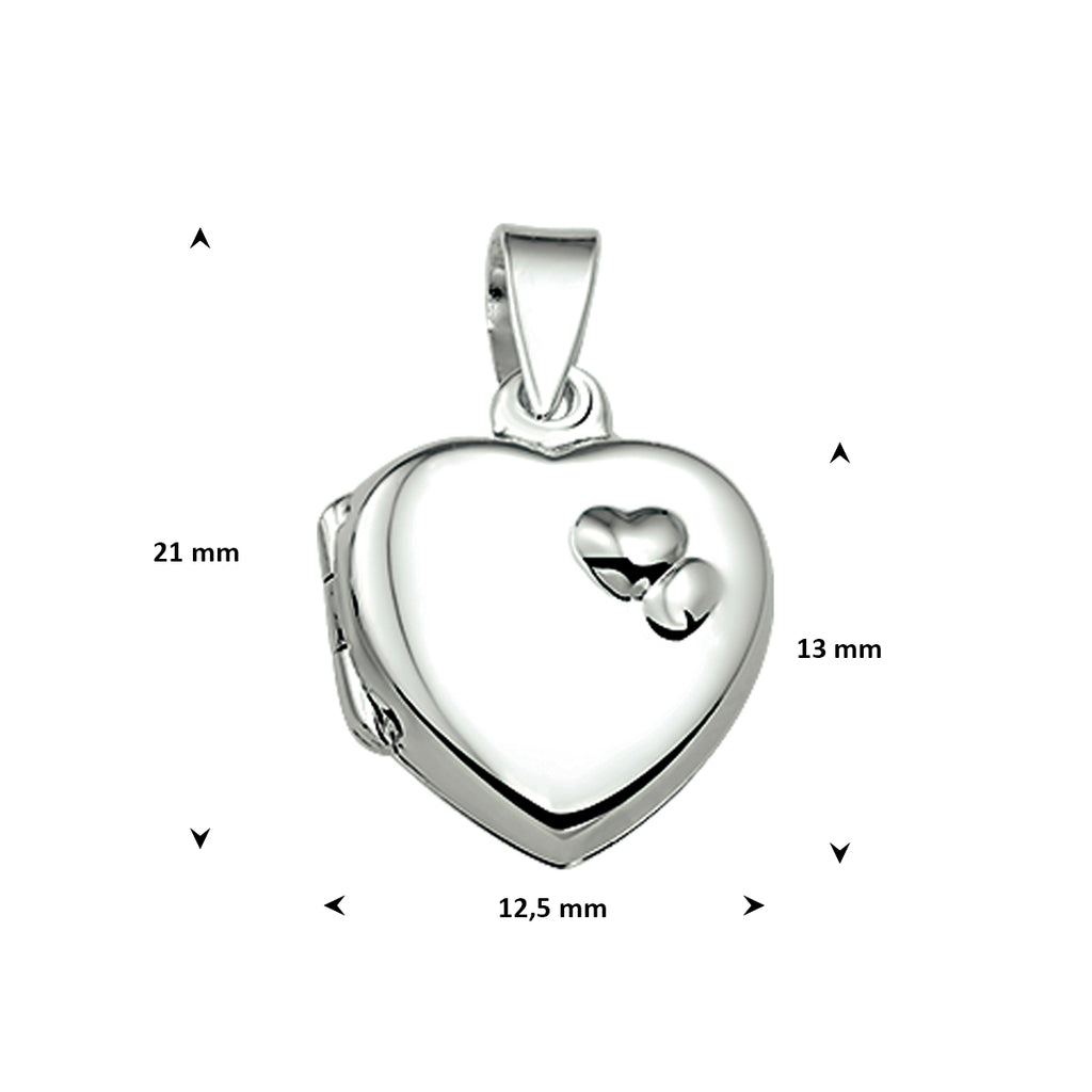 Medaillon Herz 13 mm Silber weiß