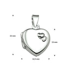 Medaillon Herz 13 mm Silber weiß